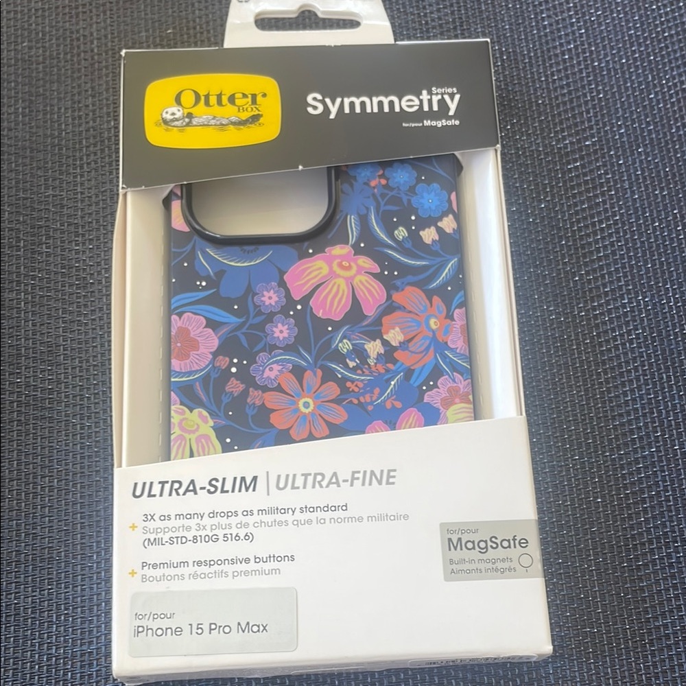 OtterBox Symmetry Series iPhone 15 Pro Max Case - Blue Floral